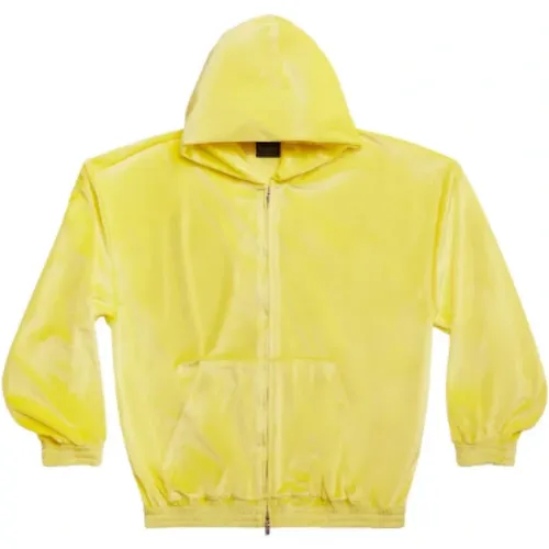 Velvet-effect zip-up hoodie , female, Sizes: XS - Balenciaga - Modalova