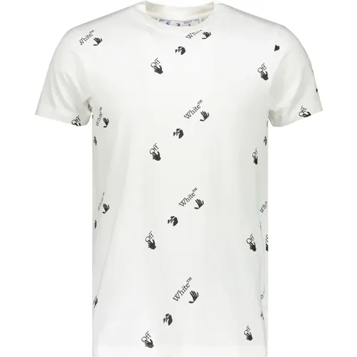 Off , Logo Print Baumwoll T-Shirt , Herren, Größe: 2XS - Off White - Modalova