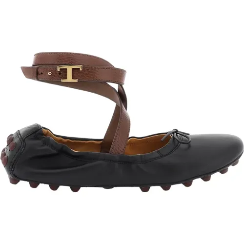 Bubble Leather Ballet Flats with Strap , female, Sizes: 3 UK - TOD'S - Modalova