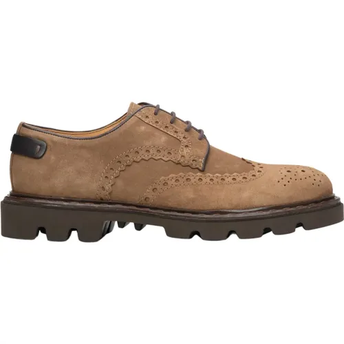 Herren Hellbraune Wildleder Schnürschuhe Brogues Er00113800 , Herren, Größe: 41 EU - Estro - Modalova