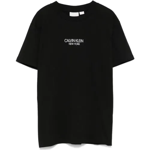 Schwarze T-Shirts und Polos , Damen, Größe: XL - Calvin Klein - Modalova