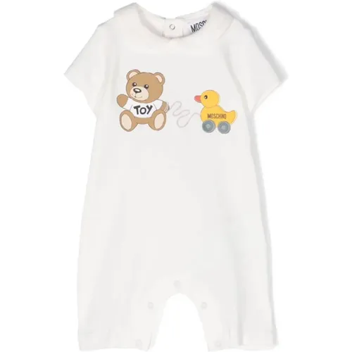 Weißer Baby-Playsuit Teddybär Ente - Moschino - Modalova