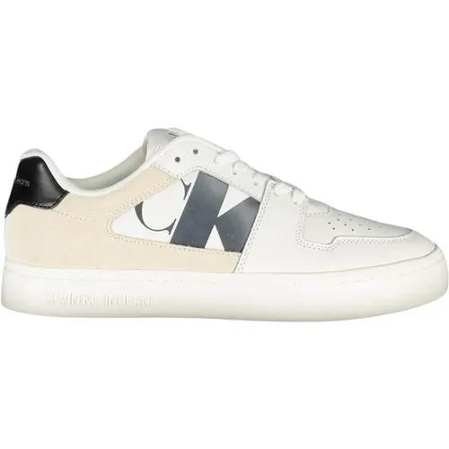 Sportliche Schnürschuhe Weiß Print Logo , Herren, Größe: 39 EU - Calvin Klein - Modalova