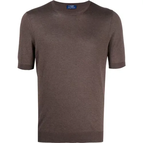 Luxuriöses Seiden T-shirt Made in Italy , Herren, Größe: 2XL - Barba - Modalova