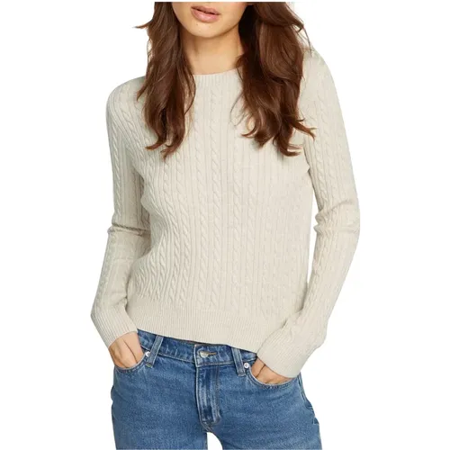 Beiger Cable-Knit Pullover , Damen, Größe: L - Tommy Jeans - Modalova