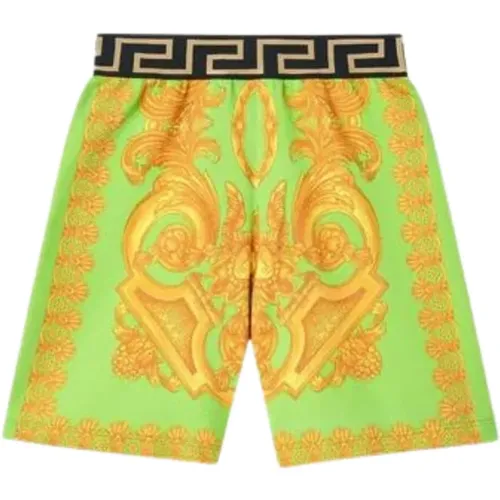 Grün/Gold Barocco Print Kinder Bermuda Shorts - Versace - Modalova