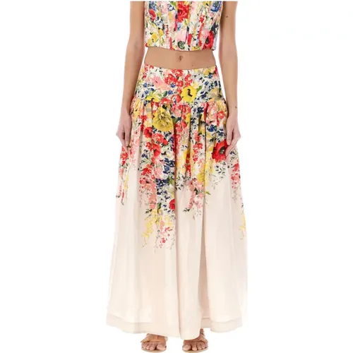 Ivory Floral Alight Midi Skirt , female, Sizes: M - Zimmermann - Modalova