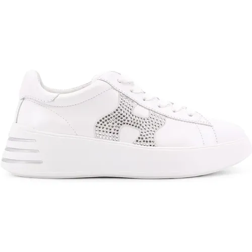 Sneakers mit Strass-Logo aus Leder , Damen, Größe: 37 EU - Hogan - Modalova