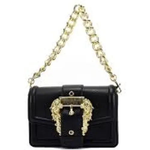 Schwarze Crossbody Tasche mit Abnehmbarem Goldketten-Detail - Versace Jeans Couture - Modalova