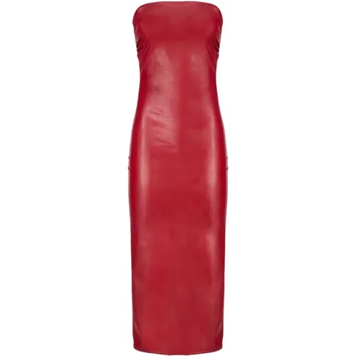 Rotes Kunstleder langes Kleid , Damen, Größe: 2XS - Aniye By - Modalova