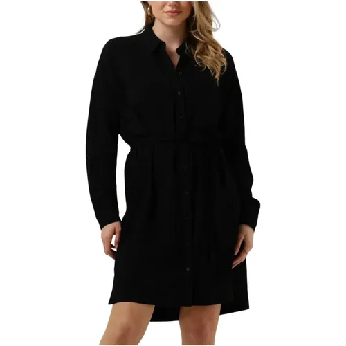 Langes Leinenhemd Kleid Schwarz - Selected Femme - Modalova