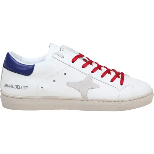 Weiße und Blaue Ledersneakers - Ama Brand - Modalova
