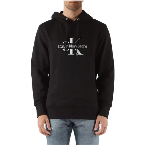 Cotton sweatshirt with front logo print , male, Sizes: S, XL, L, M, 2XL - Calvin Klein Jeans - Modalova