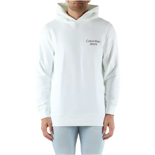 Cotton Hoodie with Logo Print , male, Sizes: 2XL, XL, M, L, S - Calvin Klein Jeans - Modalova