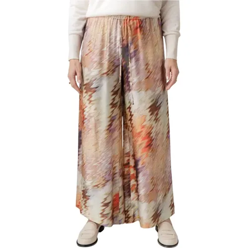 Rose Patterned High Waist Pants , female, Sizes: S - RAFFAELLO ROSSI - Modalova