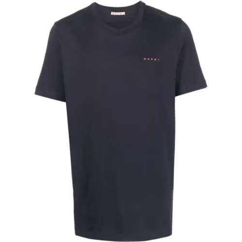 Blau Schwarzes Logo T-Shirt , Herren, Größe: M - Marni - Modalova