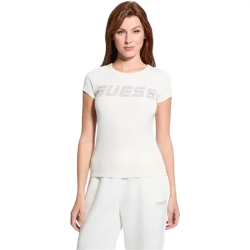 Weiße Damen T-Shirt , Damen, Größe: M - Guess - Modalova