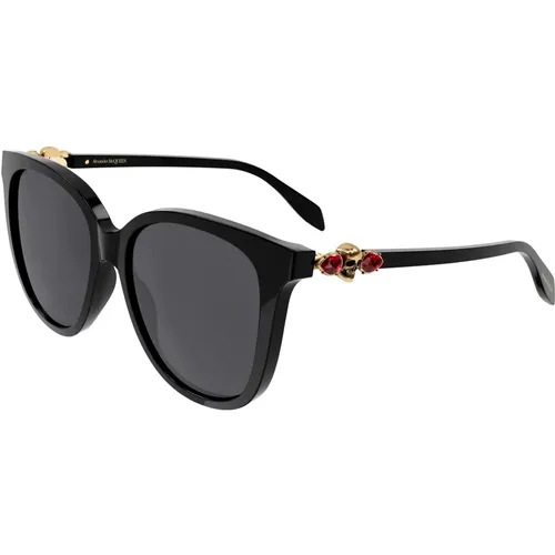 Schwarze/Graue Sonnenbrille , Damen, Größe: 57 MM - alexander mcqueen - Modalova