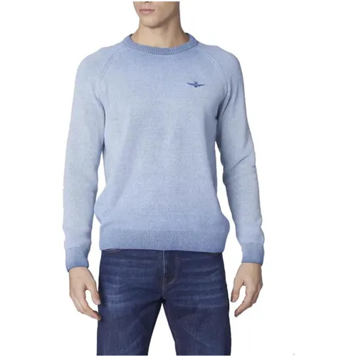 Hellblauer Pullover Stilvolles Design , Herren, Größe: L - aeronautica militare - Modalova