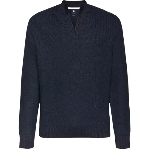 Baumwoll-Pullover mit offenem Ausschnitt,Knitwear - Boggi Milano - Modalova