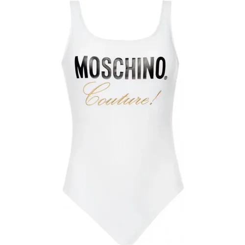 Logo Badeanzug - Weißes Stretch-Bikini - Moschino - Modalova