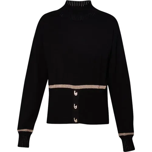 Schwarzer Pullover Moderner V-Ausschnitt Langarm , Damen, Größe: XS - Liu Jo - Modalova