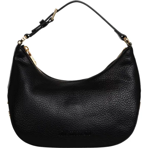 Logo Hobo Tasche mit Verstellbarem Riemen,Schwarze Handtasche mit Logo - Love Moschino - Modalova