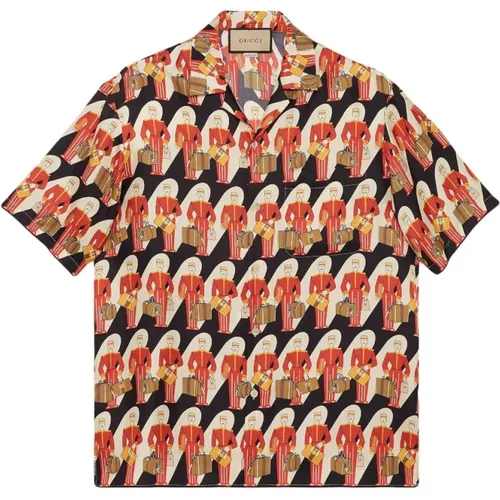 Bowlinghemd aus Seiden-Twill mit All-Over-Print - Gucci - Modalova