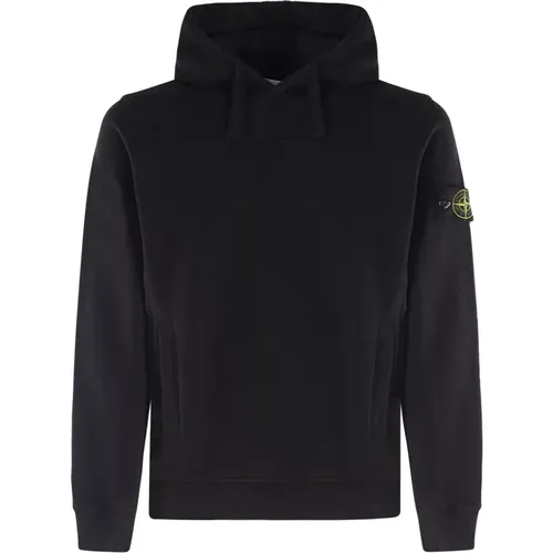 Schwarzer Baumwoll-Kapuzenpullover , Herren, Größe: 2XL - Stone Island - Modalova