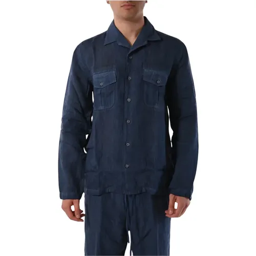 Texana Shirt with Front Buttons and Chest Pockets , male, Sizes: M, 2XL, XL - 120% lino - Modalova