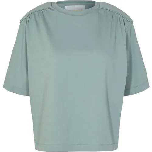 Teal O-Neck Top mit Gepolsterten Schultern , Damen, Größe: XS - Remain Birger Christensen - Modalova