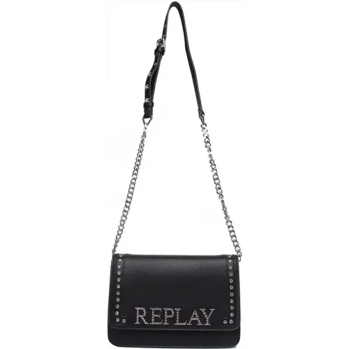 Shoulder Bag with Metal Writing , female, Sizes: ONE SIZE - Replay - Modalova