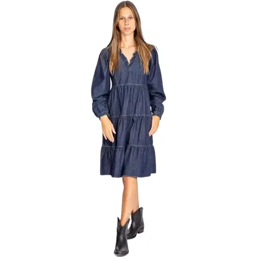 Blaues Baumwollkleid, Lässiger Stil , Damen, Größe: XS - Love Moschino - Modalova