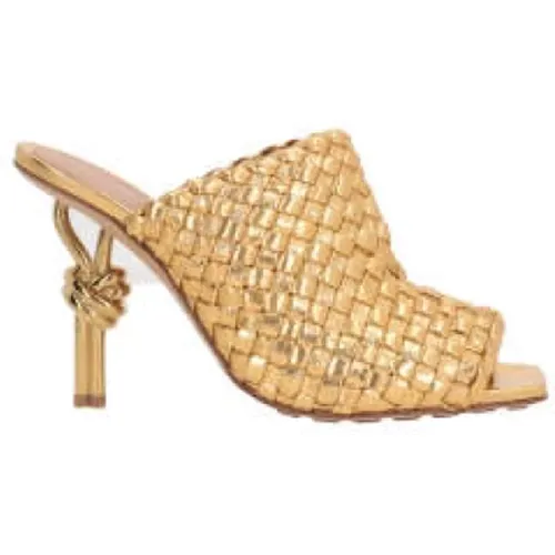 Golden Intrecciato Leather Sandals , female, Sizes: 3 UK, 6 UK - Bottega Veneta - Modalova