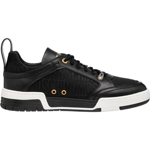 Logo Pattern Lace-Up Sneakers , male, Sizes: 7 UK, 9 UK - Moschino - Modalova