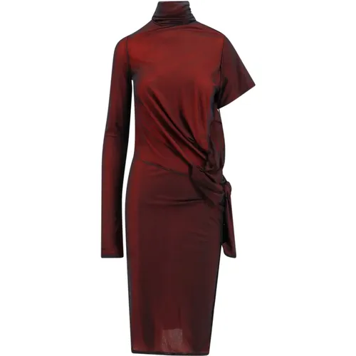 Rotes Rollkragenkleid mit seitlicher Knotendetail - Maison Margiela - Modalova