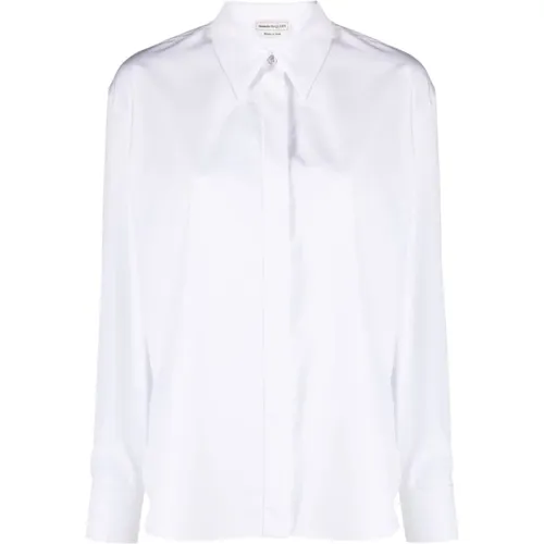 Weiße Hemdbluse mit Spitzkragen , Damen, Größe: XL - alexander mcqueen - Modalova