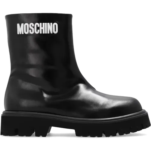 Leather ankle boots , female, Sizes: 5 UK, 6 UK, 8 UK, 3 UK, 4 UK - Moschino - Modalova