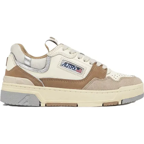 Sneakers clc low in suede and nabuk natural/silver , Damen, Größe: 35 EU - Autry - Modalova