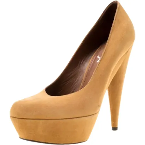 Pre-owned Suede heels , female, Sizes: 4 1/2 UK - Yves Saint Laurent Vintage - Modalova