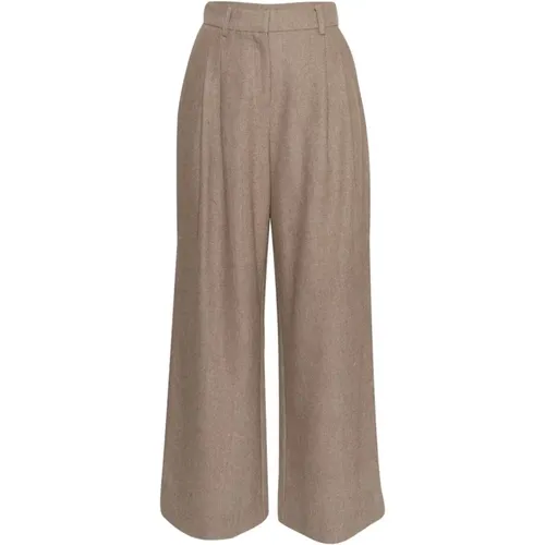 Beige Wollmischung Weite Hosen , Damen, Größe: M - moss copenhagen - Modalova