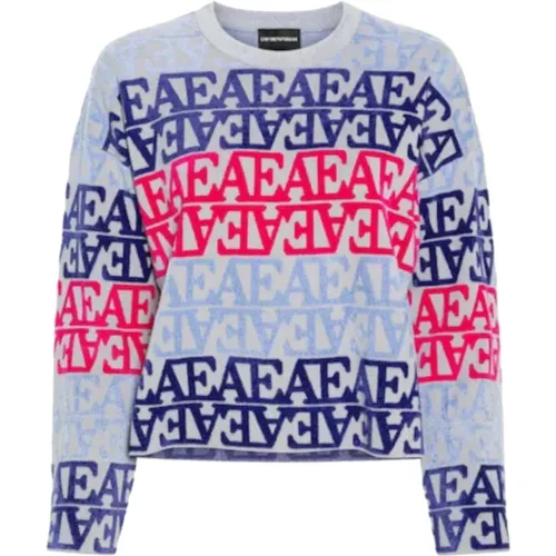 Himmelblaues Logo Lettering Pullover Multicolor - Emporio Armani - Modalova