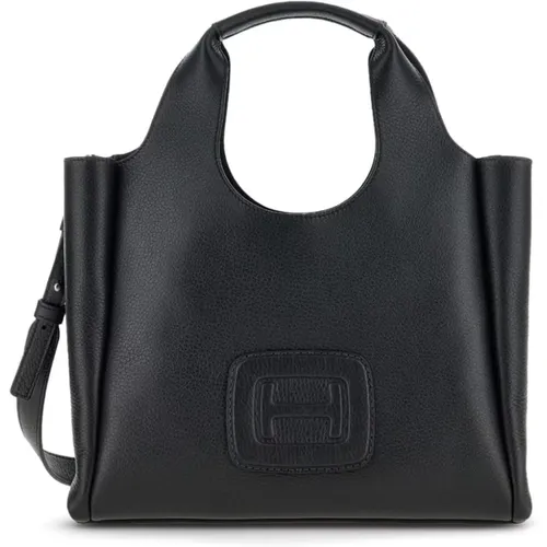 Schwarze Logo-geprägte Tote Tasche , Damen, Größe: ONE Size - Hogan - Modalova