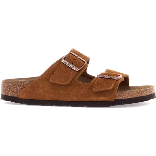 Sandalen aus Veloursleder mit verstellbaren Riemen , Damen, Größe: 36 EU - Birkenstock - Modalova