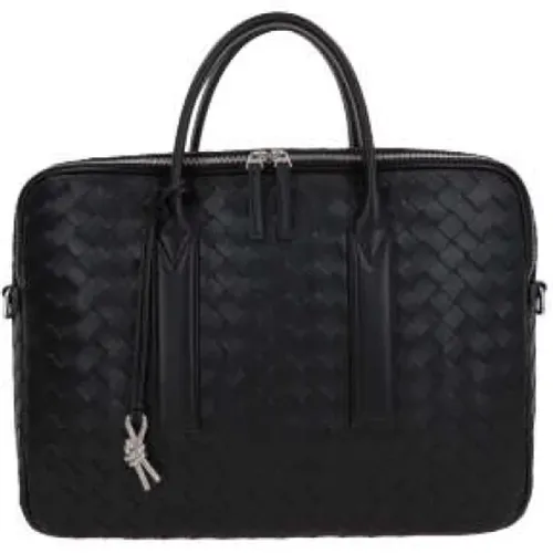 Business Bag in Leather with Intrecciato Motif , male, Sizes: ONE SIZE - Bottega Veneta - Modalova