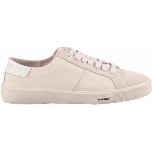 Leder Sneakers mit Gummisohle , Damen, Größe: 39 EU - Diesel - Modalova