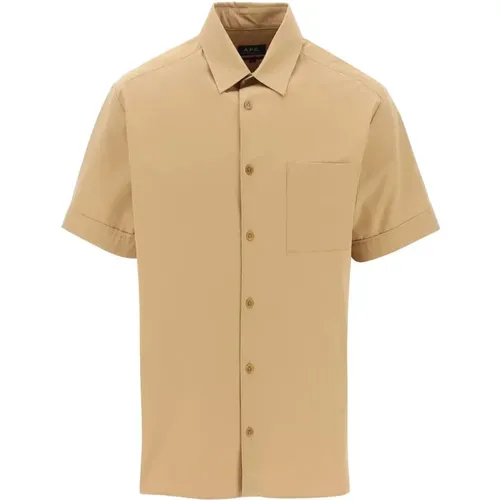 Cotton Beige Short Sleeve Shirt , male, Sizes: XL, S, M, L - A.p.c. - Modalova
