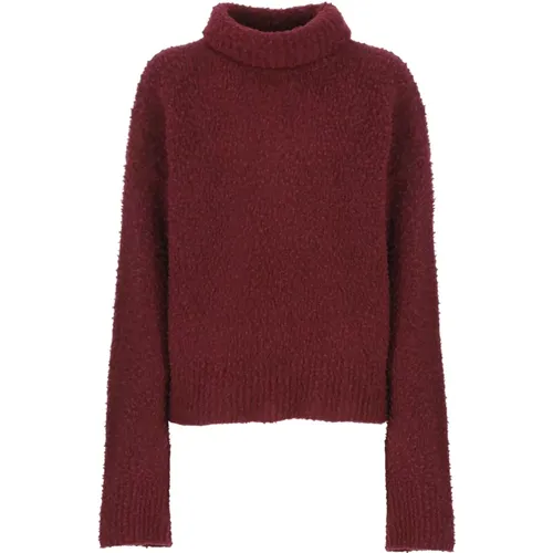 Bordeaux Wollmischung Hoher Kragen Pullover - UMA WANG - Modalova