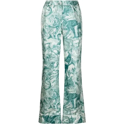 Palazzo Trousers with Japanese Branch Print , female, Sizes: S - F.r.s For Restless Sleepers - Modalova