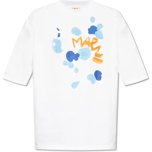 T-shirt with logo , male, Sizes: M - Marni - Modalova